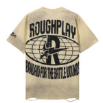 编号R060，美潮Rough Play Jesus耶稣印花破洞泥印洗水做旧短袖T恤男女