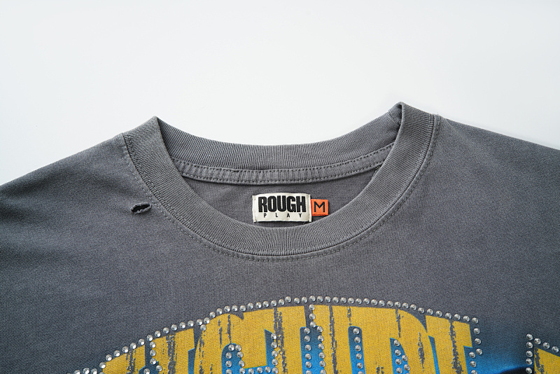 R509# P70 RoughPlay Champion T-Shirt 2026美国洛杉矶最新街头潮牌烫钻白墨直喷短袖T恤