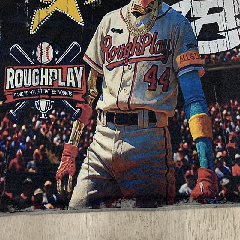 R509# P70 RoughPlay Champion T-Shirt 2026美国洛杉矶最新街头潮牌烫钻白墨直喷短袖T恤