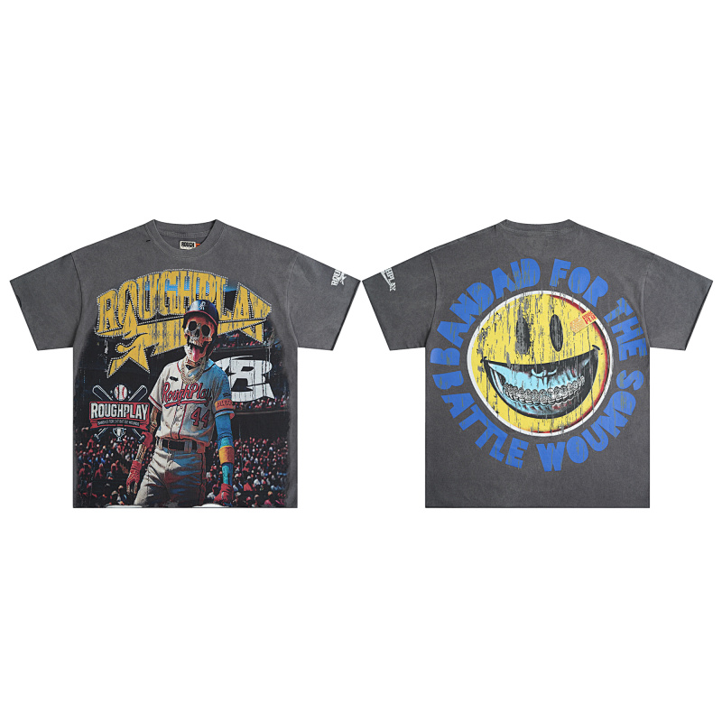 R509# P70 RoughPlay Champion T-Shirt 2026美国洛杉矶最新街头潮牌烫钻白墨直喷短袖T恤