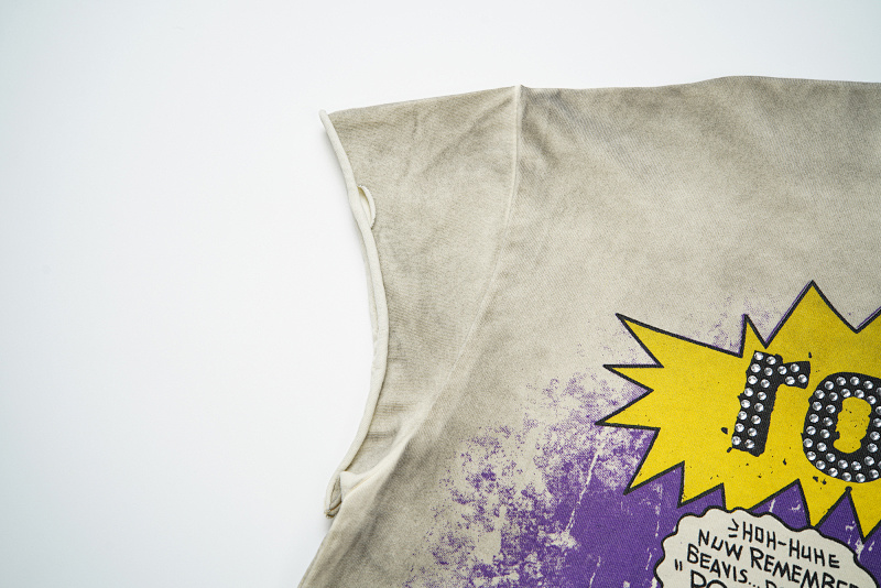 R801# P65  RoughPlay Beavis & Butt-Head tee 烫钻马骝做旧时尚短袖T恤