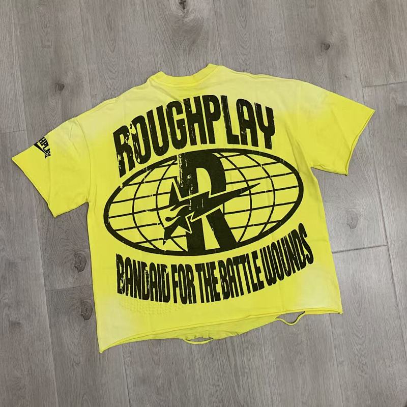 R508# P65 RoughPlay Skateboard T-Shirt with rhinestones美国纽约最新时尚街头潮牌镶钻短袖T恤
