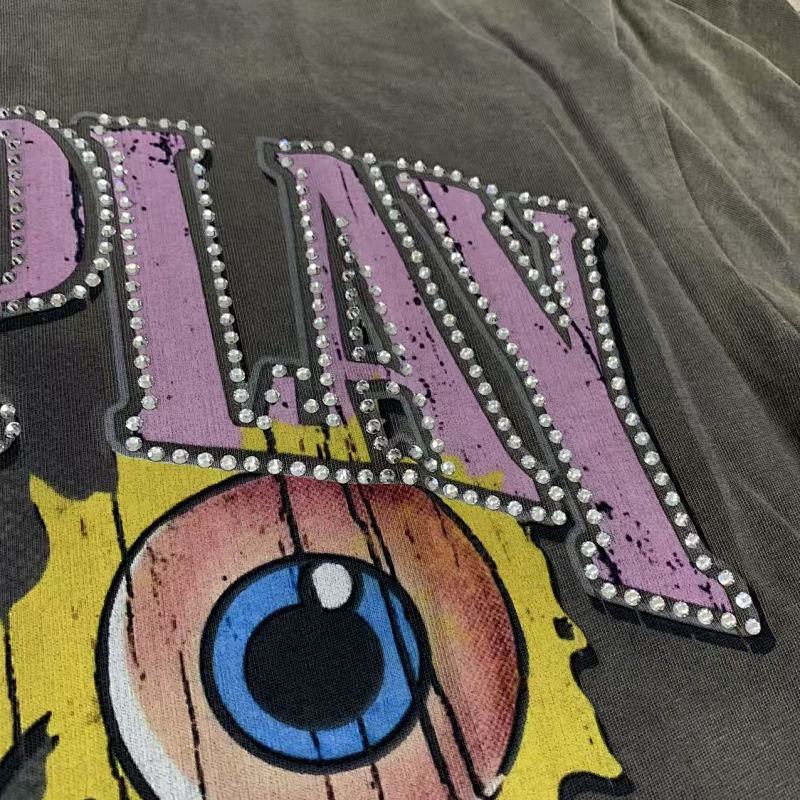 R507# P65 RoughPlay Soul T-Shirt 白墨直喷烫钻纯棉街头潮牌短袖