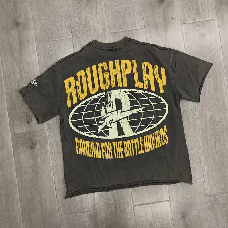 R507# P65 RoughPlay Soul T-Shirt 白墨直喷烫钻纯棉街头潮牌短袖