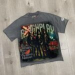 R506# P67 RoughPlay Loving The Crew t-shirt with diamond 白墨直喷高品质欧美潮牌破洞做旧钻石短袖T恤