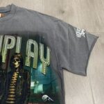 R506# P67 RoughPlay Loving The Crew t-shirt with diamond 白墨直喷高品质欧美潮牌破洞做旧钻石短袖T恤