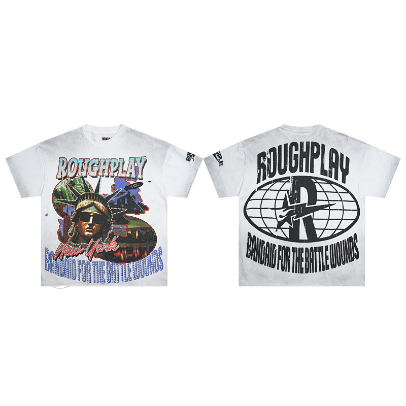 yupoo_42060_142f2305.jpg R505# P72 RoughPlay NYC T-Shirt 洗水做旧白色破洞大幅闪亮带钻短袖T恤