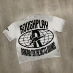 yupoo_42060_8f801369.jpg R505# P72 RoughPlay NYC T-Shirt 洗水做旧白色破洞大幅闪亮带钻短袖T恤
