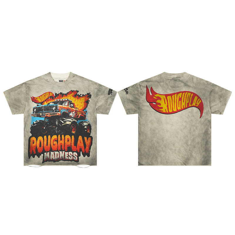 R503# P60 RoughPlay Madness T-Shirt 时尚街头美潮做旧短袖