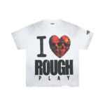 R501# P58 RoughPlay Love T-Shirt with rhinestones 美国街头潮牌洗水做旧烫钻短袖
