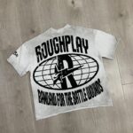 R501# P58 RoughPlay Love T-Shirt with rhinestones 美国街头潮牌洗水做旧烫钻短袖