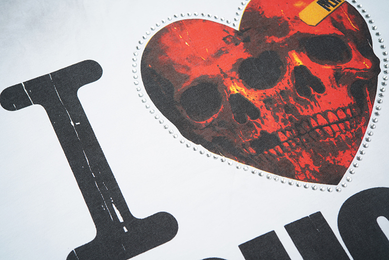 R501# P58 RoughPlay Love T-Shirt with rhinestones 美国街头潮牌洗水做旧烫钻短袖