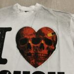 R501# P58 RoughPlay Love T-Shirt with rhinestones 美国街头潮牌洗水做旧烫钻短袖