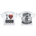 R501# P58 RoughPlay Love T-Shirt with rhinestones 美国街头潮牌洗水做旧烫钻短袖