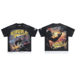 R112# P75 RoughPlay Gorilla T-Shirt 前后白墨直喷透气时尚带钻短袖T恤