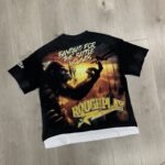 R112# P75 RoughPlay Gorilla T-Shirt 前后白墨直喷透气时尚带钻短袖T恤