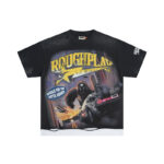 R112# P75 RoughPlay Gorilla T-Shirt 前后白墨直喷透气时尚带钻短袖T恤
