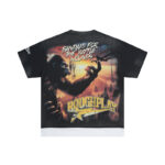 R112# P75 RoughPlay Gorilla T-Shirt 前后白墨直喷透气时尚带钻短袖T恤