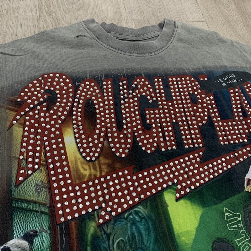 R109# P70  RoughPlay Beat The Odds 时尚潮牌破洞马骝洗水Vintage短袖T恤