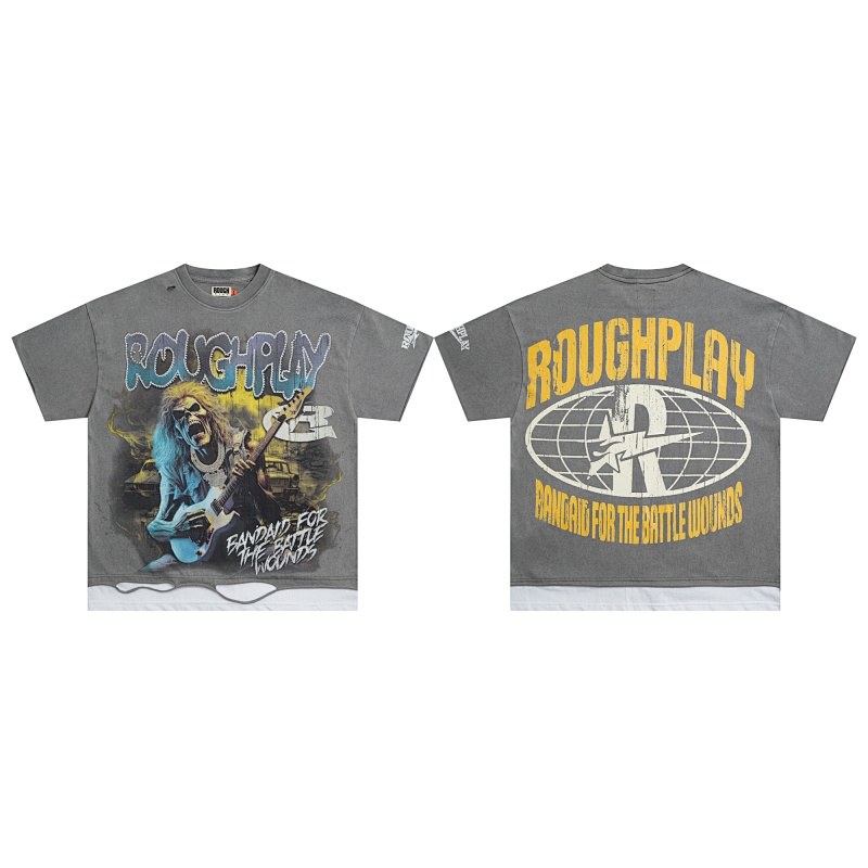 yupoo_42160_3d7a16f6.jpg R108# P70 RoughPlay RockOut T-Shirt白墨直喷纯棉洗水烫钻短袖T恤