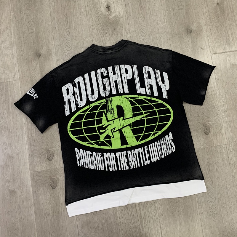 R107# P62 RoughPlay Ghost Face T-Shirt 欧美街头潮牌拼接短袖