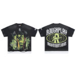 R107# P62 RoughPlay Ghost Face T-Shirt 欧美街头潮牌拼接短袖