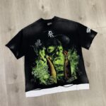 R107# P62 RoughPlay Ghost Face T-Shirt 欧美街头潮牌拼接短袖