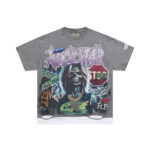 R106# P70 RoughPlay RockStar T-Shirt with diamond 白墨直喷透气烫钻时尚潮牌钻石短袖
