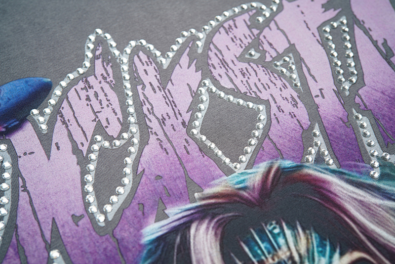 R106# P70 RoughPlay RockStar T-Shirt with diamond 白墨直喷透气烫钻时尚潮牌钻石短袖