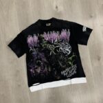 R105#P70  RoughPlay Dirt Nap T-Shirt 欧美潮牌拼接做旧破洞烫钻短袖T恤