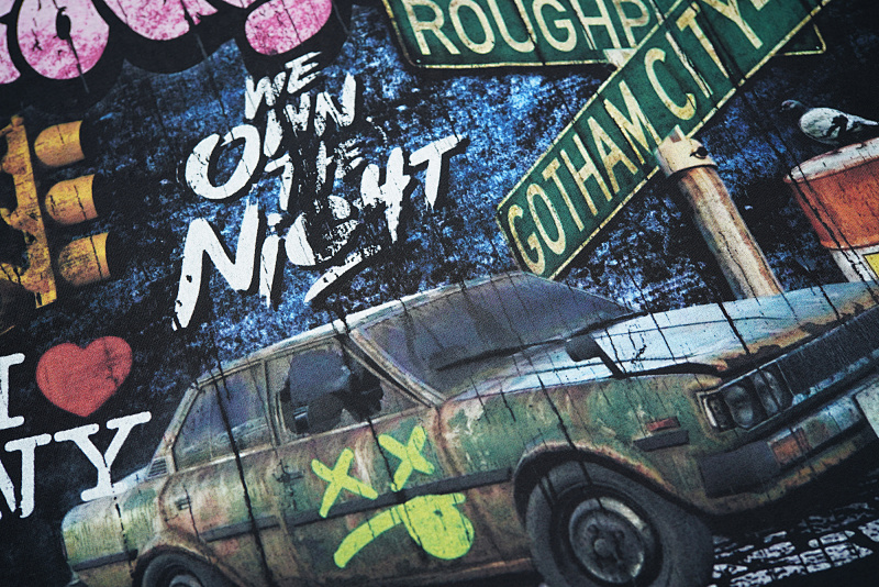 R103# P72 RoughPlay We Are The Streets 高品质100%纯棉白墨直喷烫钻短袖T恤