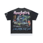 R103# P72 RoughPlay We Are The Streets 高品质100%纯棉白墨直喷烫钻短袖T恤