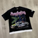 R103# P72 RoughPlay We Are The Streets 高品质100%纯棉白墨直喷烫钻短袖T恤