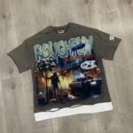 R101# P68 RoughPlay We Are The Streets 2 最新美潮时尚洗水破洞做旧烫钻拼接短袖T恤