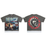 R101# P68 RoughPlay We Are The Streets 2 最新美潮时尚洗水破洞做旧烫钻拼接短袖T恤