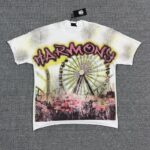 编号119 #P77 HARMONY New Age T-shirt 2026ss欧美最新潮牌白墨直喷烫钻马骝洗水磨破做旧短袖T恤 码数：S  M  L  XL