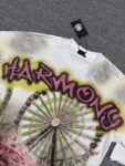 编号119 #P77 HARMONY New Age T-shirt 2026ss欧美最新潮牌白墨直喷烫钻马骝洗水磨破做旧短袖T恤 码数：S  M  L  XL