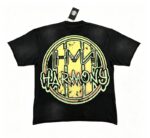编号120 #P77 HARMONY New Age T-shirt 2026ss欧美最新潮牌白墨直喷烫钻马骝洗水磨破做旧短袖T恤 码数：S  M  L  XL