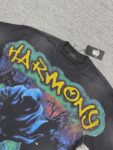 编号120 #P77 HARMONY New Age T-shirt 2026ss欧美最新潮牌白墨直喷烫钻马骝洗水磨破做旧短袖T恤 码数：S  M  L  XL