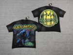 编号120 #P77 HARMONY New Age T-shirt 2026ss欧美最新潮牌白墨直喷烫钻马骝洗水磨破做旧短袖T恤 码数：S  M  L  XL