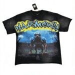 编号115 #P77 HARMONY New Age T-shirt 2026ss欧美最新潮牌白墨直喷烫钻洗水磨破做旧短袖T恤 码数：S  M  L  XL