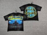 编号115 #P77 HARMONY New Age T-shirt 2026ss欧美最新潮牌白墨直喷烫钻洗水磨破做旧短袖T恤 码数：S  M  L  XL