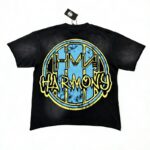 编号115 #P77 HARMONY New Age T-shirt 2026ss欧美最新潮牌白墨直喷烫钻洗水磨破做旧短袖T恤 码数：S  M  L  XL