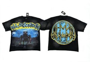 yupoo_42466_6998e6f2.jpg 编号115 #P77 HARMONY New Age T-shirt 2026ss欧美最新潮牌白墨直喷烫钻洗水磨破做旧短袖T恤 码数:S M L XL