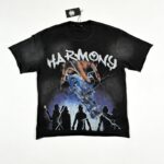 编号113 #P77 HARMONY New Age T-shirt 2026ss欧美最新潮牌白墨直喷烫钻洗水磨破做旧短袖T恤 码数：S  M  L  XL