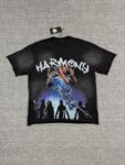 编号113 #P77 HARMONY New Age T-shirt 2026ss欧美最新潮牌白墨直喷烫钻洗水磨破做旧短袖T恤 码数：S  M  L  XL