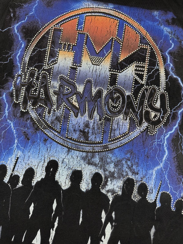 编号113 #P77 HARMONY New Age T-shirt 2026ss欧美最新潮牌白墨直喷烫钻洗水磨破做旧短袖T恤 码数：S  M  L  XL