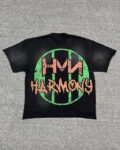 编号102 #P63 HARMONY New Age T-shirt 2026ss欧美最新潮牌印花烫钻洗水做旧短袖T恤 码数：S  M  L  XL
