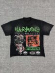编号102 #P63 HARMONY New Age T-shirt 2026ss欧美最新潮牌印花烫钻洗水做旧短袖T恤 码数：S  M  L  XL