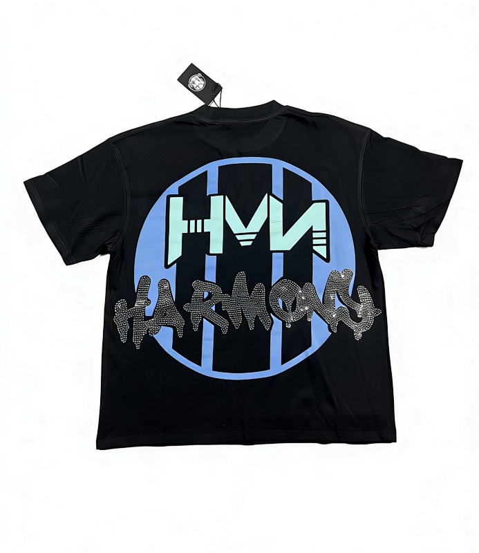 编号105 #P63 HARMONY New Age T-shirt 2026ss欧美最新潮牌白墨直喷烫钻洗水短袖T恤 码数：S  M  L  XL